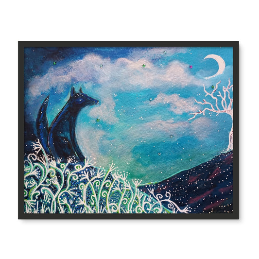 Foxy Moon Framed Photo Tile