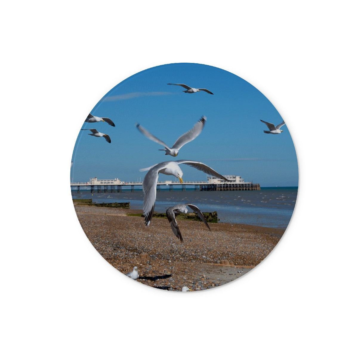 Worthing Pier From The West By David Sawyer Glass Chopping Board