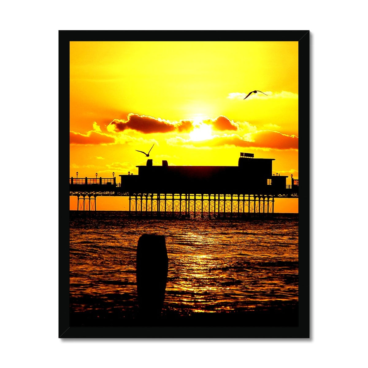 Worthing Pier Perfect Sunset by David Sawyer Budget Framed Poster