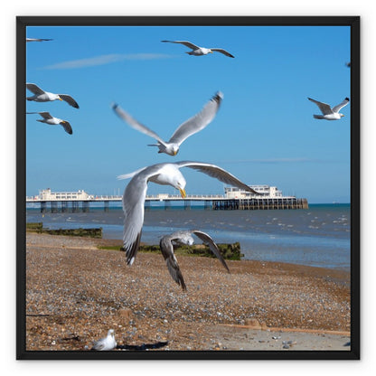 Worthing Pier From The West By David Sawyer Framed Canvas