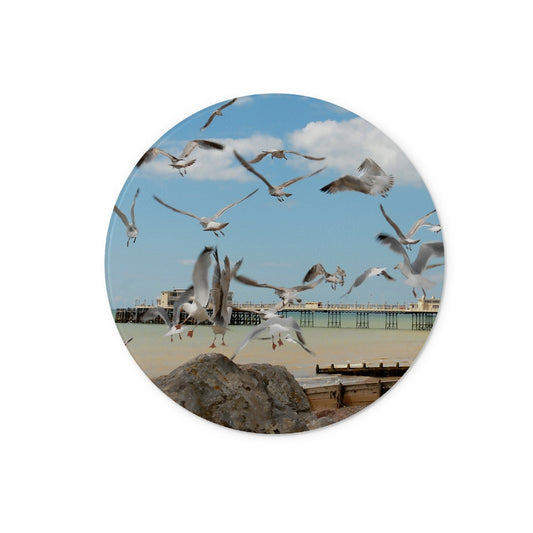 Seagulls At Feeding Time By David Sawyer Glass Chopping Board