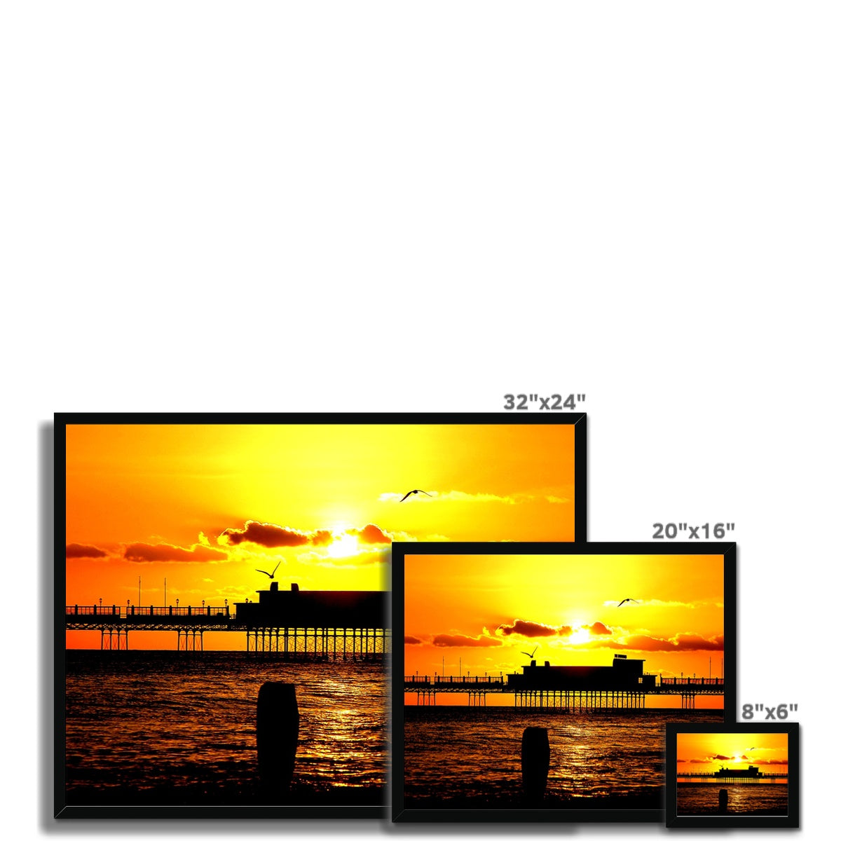 Worthing Pier Perfect Sunset by David Sawyer Budget Framed Poster