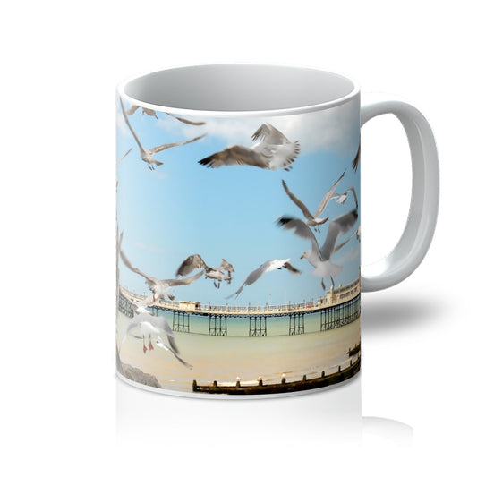 Seagulls At Feeding Time By David Sawyer Mug