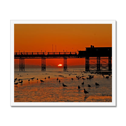 Worthing Sunset With Seagull Babies by David Sawyer Budget Framed Poster