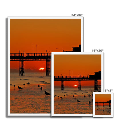 Worthing Sunset With Seagull Babies by David Sawyer Budget Framed Poster