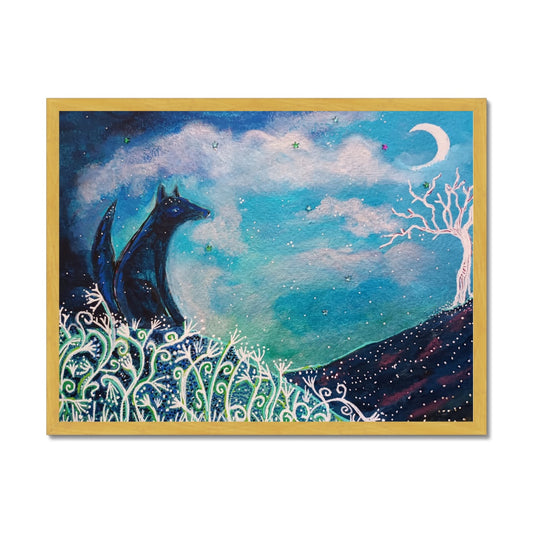 Foxy Moon Antique Framed Print
