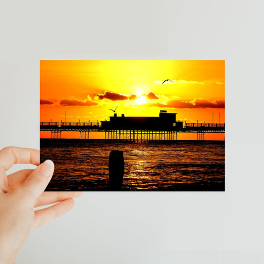 Worthing Pier Perfect Sunset by David Sawyer Classic Postcard