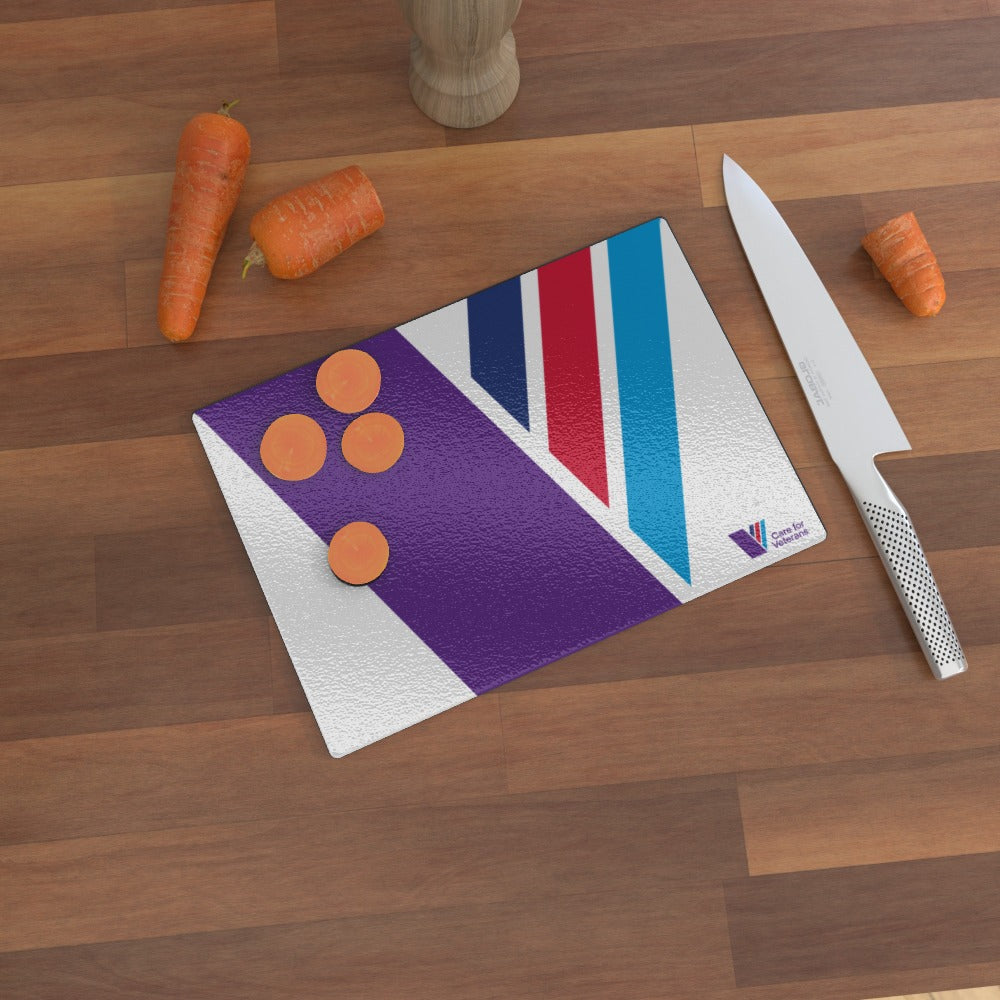 Care For Veterans - Glass Chopping Board - Full colour logo