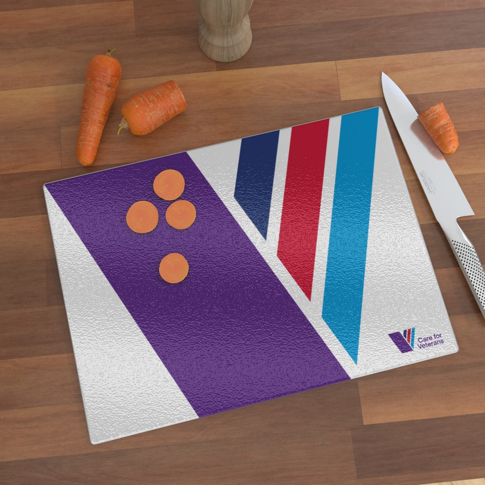 Care For Veterans - Glass Chopping Board - Full colour logo