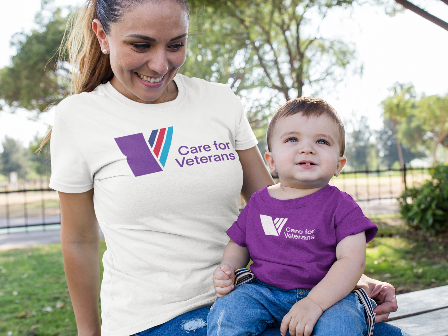 Care For veterans - Purple tee with full logo